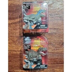 NEW Jurassic World Zoom Riders Pull Back Power Dinosaur 2 Pack Blue T-Rex